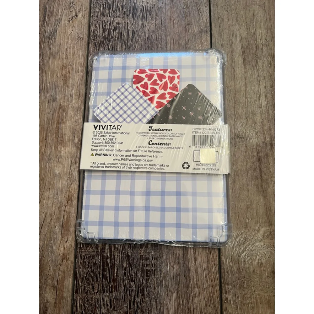 NEW Vivitar Clear E-Book Case One Size with 3 Decorative Sheets